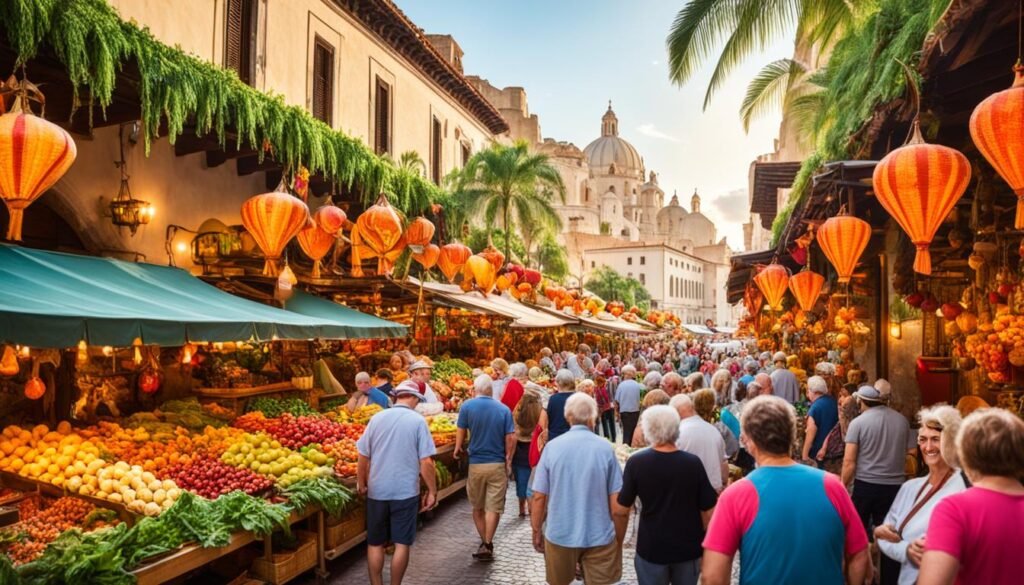 Solo travelers exploring a local market