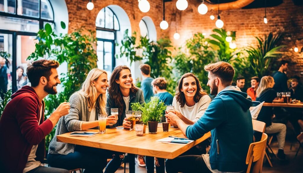 socializing in hostel common areas